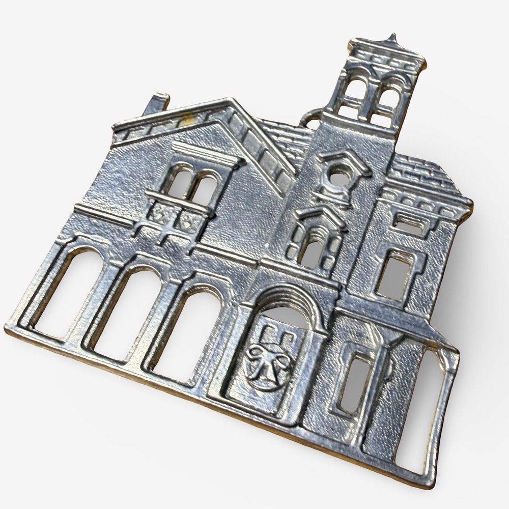 Kirk Stieff Vintage Pewter House Christmas Ornament Silver Italian Victorian 80s